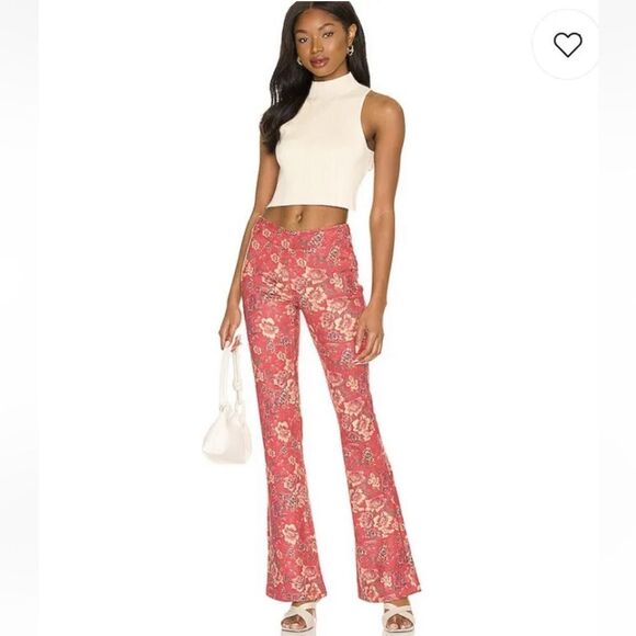 Free People House Party Printed Vegan Suede Flare Leg Pants - Picture 9 of 9